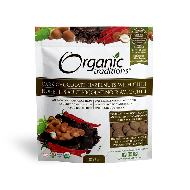 Organic Traditions Dark ChocolateHazelnuts with Chili