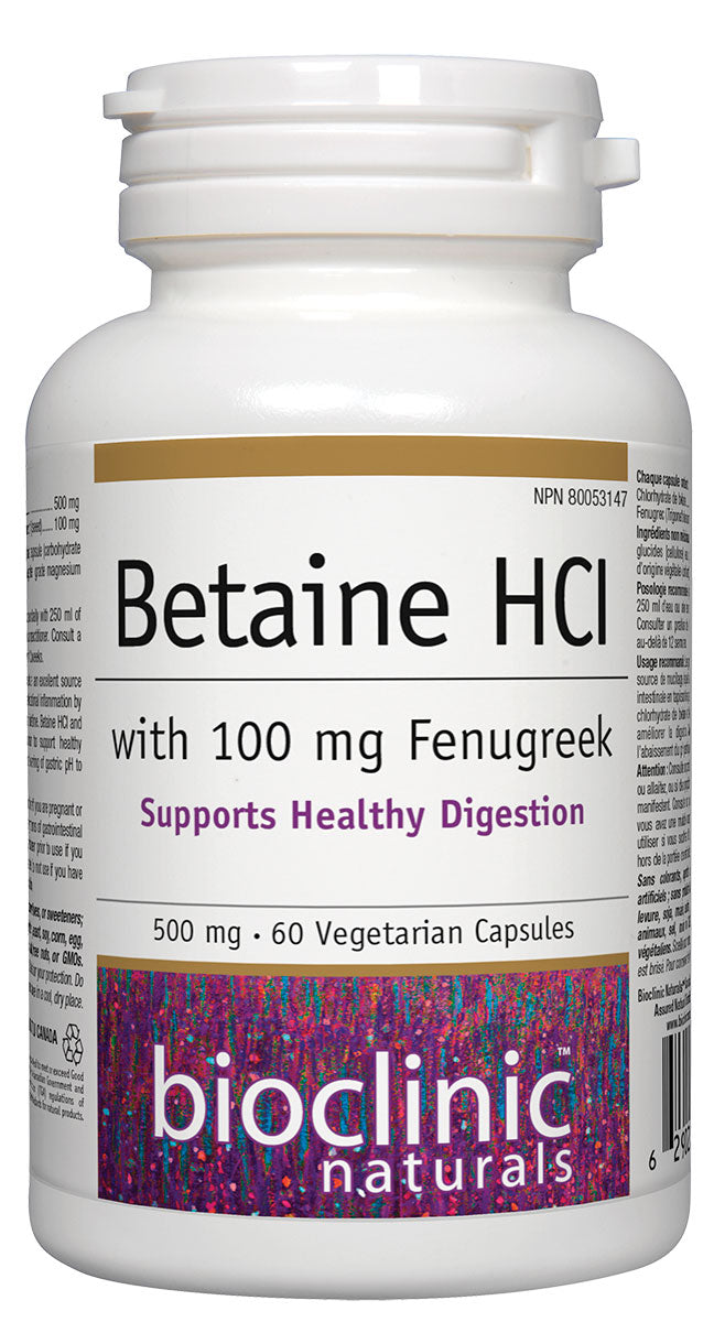 Bioclinic Naturals Betaine HCI with 100 mg Fenugreek
