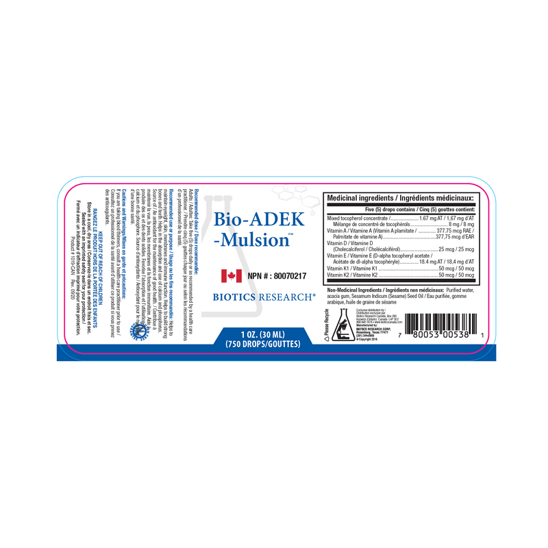Biotics Research Bio - ADEK - Mulsion - Vitamin Tree