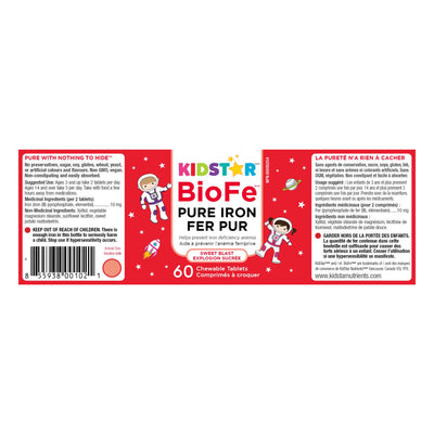 KidStar Nutrients BioFe Pure Iron Chewable Tablets