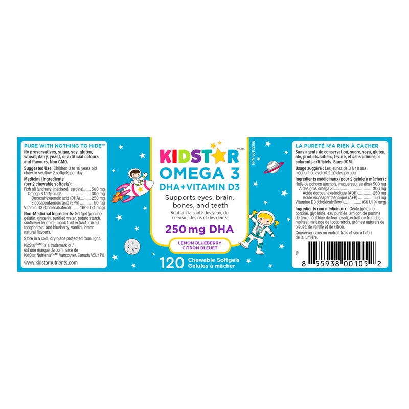 KidStar Nutrients Omega 3 DHA + Vitamin D3