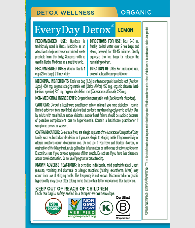 Label for EveryDay Detox Tea in Lemon