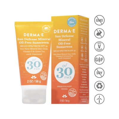 Derma E Natural Mineral Oil-Free Sunscreen - SPF30 Face
