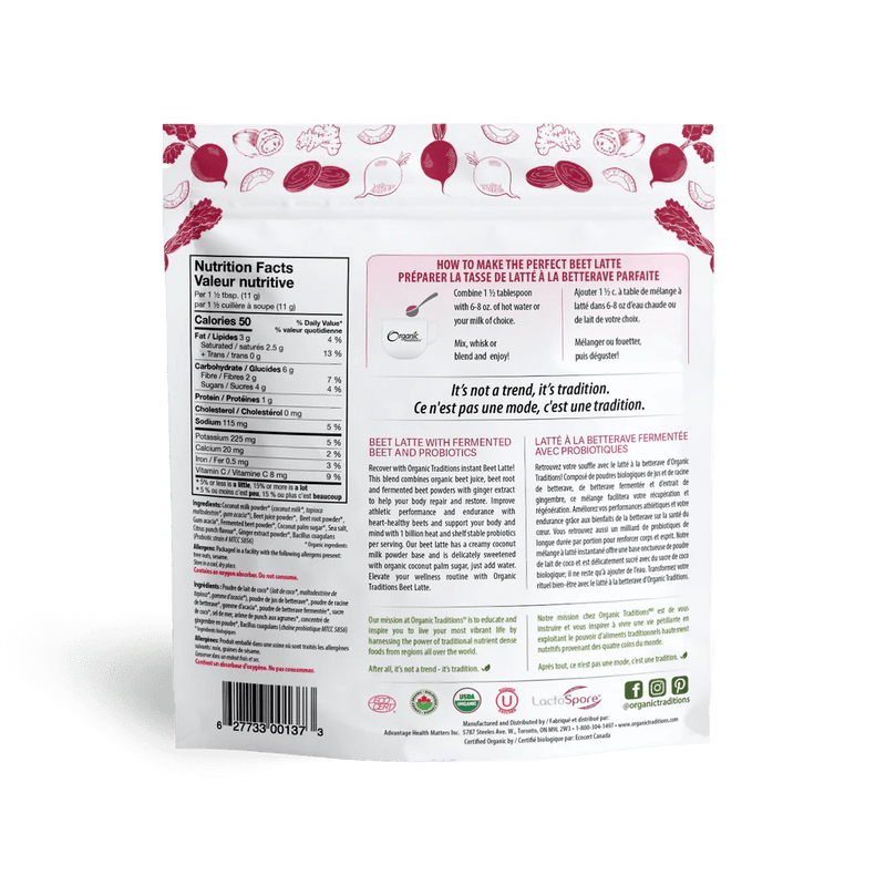 Organic Traditions Beet Latte with Fermented Beets and Probiotics