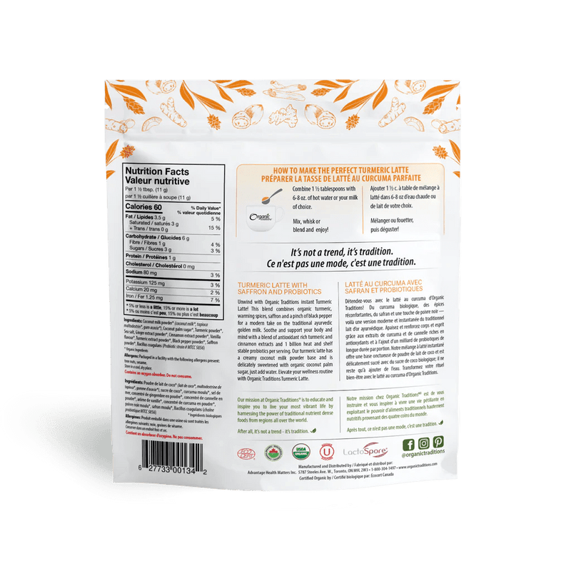 Organic Traditions Turmeric Latte with Probiotics