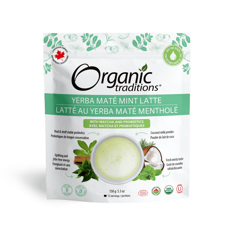 Organic Traditions Yerba Mate Mint Latte with Matcha and Probiotics
